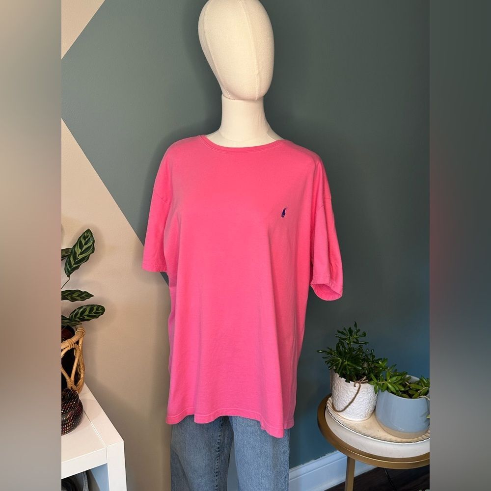 Ralph Lauren Polo T-Shirt Preppy Pink Classic Crewneck Iconic Pony Logo size L